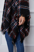 Shiny Turtleneck Plaid Raw Hem Sweater - Hovatok