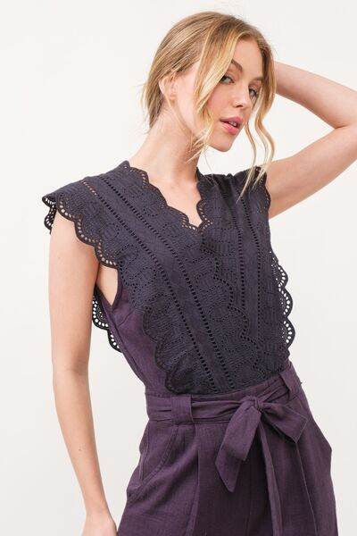 And The Why Laced Surplice Tie Waist Jumpsuit - Hovatok