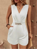 Chain Decor Romper with Pockets - Hovatok