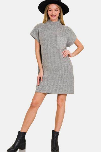 Zenana Short Sleeve Sweater Mini Dress - Hovatok