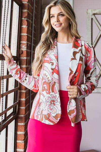 Heimish Full Size Shawl Floral Open Blazers Plus Size - Hovatok