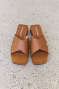 Weeboo Step Into Summer Criss Cross Wooden Clog Mule in Brown - Hovatok