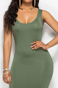 Scoop Neck Wide Strap Maxi Dress - Hovatok