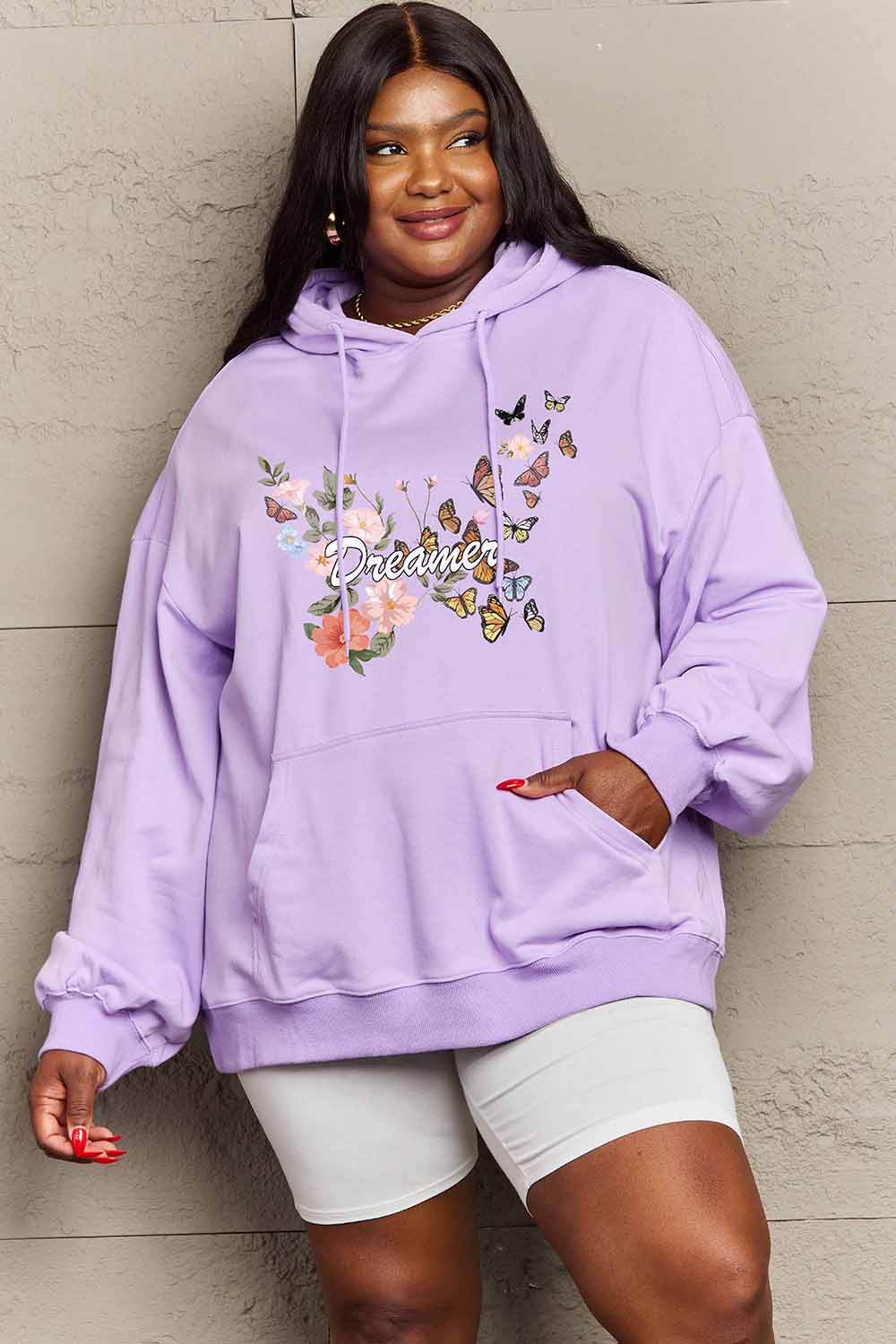 Simply Love Simply Love Full Size Dropped Shoulder DREAMER Graphic Hoodie - Hovatok