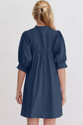 Oh Frill Notched Puff Sleeve Babydoll Mini Dress - Hovatok