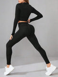 Mock Neck Long Sleeve Top and Leggings Active Set - Hovatok