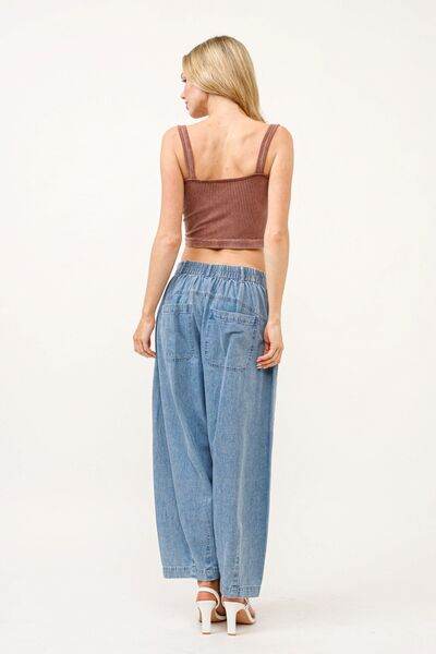 And The Why Elastic Back Pleated Baggy Jeans - Hovatok