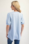Celeste Full Size Gingham Print Top With Puff Sleeves Plus Size - Hovatok