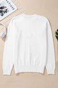 THANKFUL Round Neck Long Sleeve Knit Top - Hovatok