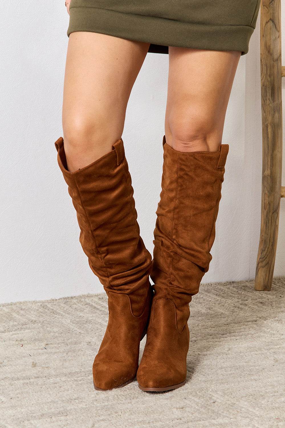 East Lion Corp Block Heel Knee High Boots - Hovatok