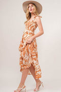 And The Why Tie Shoulder Smocked Midi Tiered Dress - Hovatok