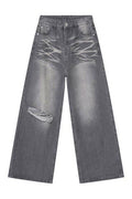 Distressed Wide Leg Jeans with Pockets - Hovatok
