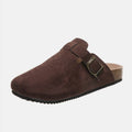 Suede Closed Toe Buckle Slide - Hovatok