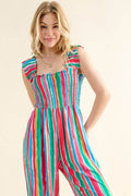 And The Why Full Size Striped Smocked Sleeveless Jumpsuit - Hovatok