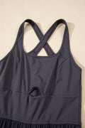 Cutout Square Neck Wide Strap Active Jumpsuit - Hovatok