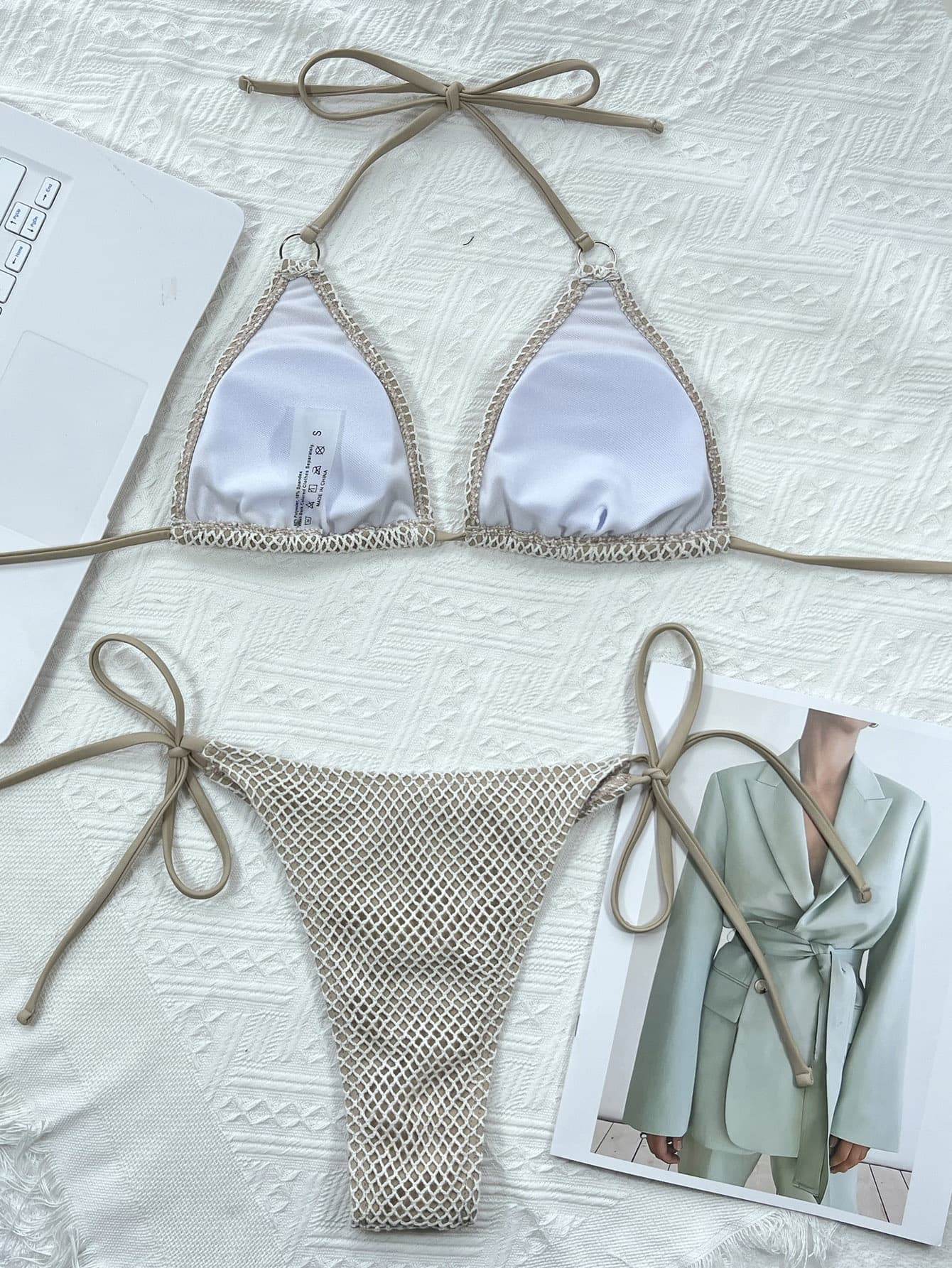 Halter Neck Tie Back Bikini Set - Hovatok
