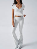 Devine Short Sleeve Top and Bootcut Legging Set - Hovatok
