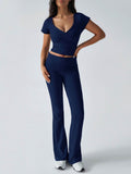 Devine Short Sleeve Top and Bootcut Legging Set - Hovatok