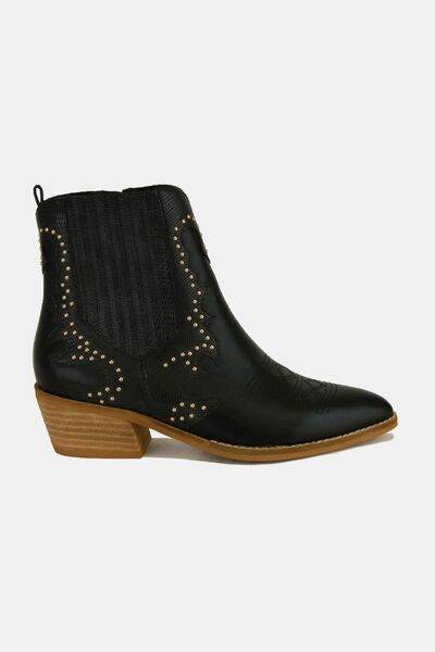 Beast Fashion Studded Detail Point Toe Boots - Hovatok