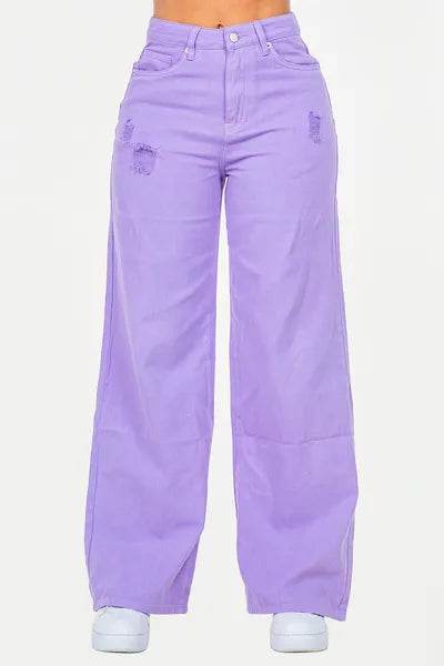 American Bazi High Waist Distressed Wide Leg Jeans - Hovatok