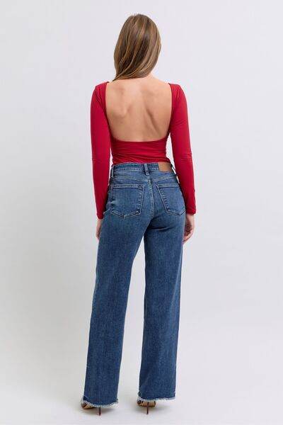 Judy Blue Full Size Raw Hem Mid Rise Jeans - Hovatok