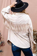 And The Why Full Size Fringe Back Detailed Button Down Shacket - Hovatok