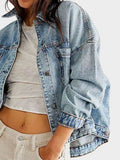 Button Up Long Sleeve Denim Jacket - Hovatok