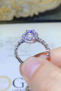 Adored 1 Carat Moissanite 925 Sterling Silver Halo Ring - Hovatok
