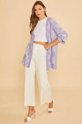 Annie Wear Checkered Open Front Drop Shoulder Cardigan - Hovatok