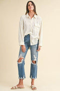 Annie Wear Distressed Raw Hem Cropped Jeans - Hovatok