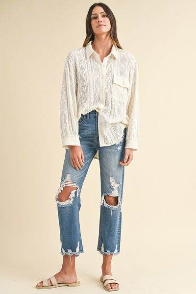 Annie Wear Distressed Raw Hem Cropped Jeans - Hovatok