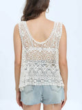 Cutout Round Neck Sleeveless Cover Up - Hovatok