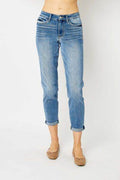 Judy Blue Full Size Cuffed Hem Slim Jeans - Hovatok