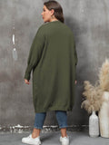 Plus Size Long Sleeve Pocketed Cardigan - Hovatok
