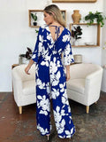 Double Take Full Size Printed Tie Back Wide Leg Jumpsuit - Hovatok