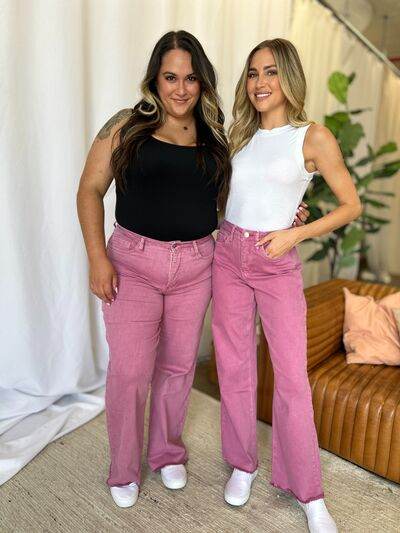 RFM Full Size High Rise Garment Dye Wide Leg Jeans - Hovatok