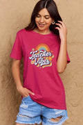 Simply Love Full Size TEACHER VIBES Graphic Cotton T-Shirt - Hovatok