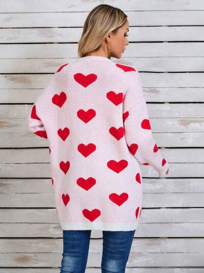 Angel Wings Heart Open Front Long Sleeve Cardigan - Hovatok