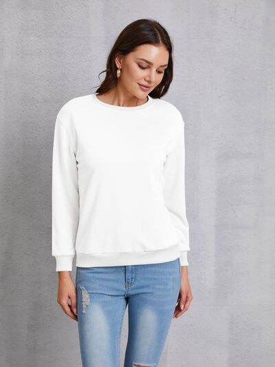 Round Neck Dropped Shoulder Sweatshirt - Hovatok