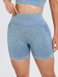 Washed High Waist Active Shorts - Hovatok