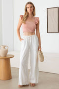 Le Lis Ruffled Cap Sleeve Square Neck Crop Top - Hovatok