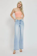 RISEN Full Size Wide Leg V Dipped Front Waist Jeans - Hovatok