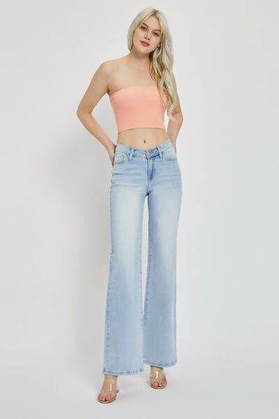 RISEN Full Size Wide Leg V Dipped Front Waist Jeans - Hovatok