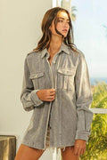 BiBi Button Up Corduroy Shacket - Hovatok