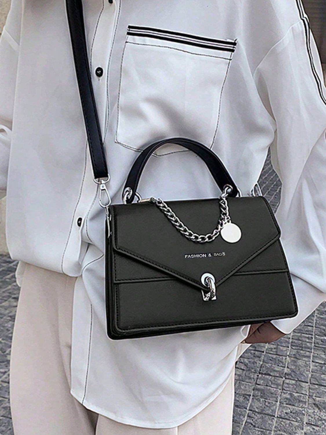 Chain PU Leather Detachable Shoulder Strap Handbag - Hovatok