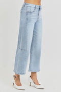 RISEN Full Size High Rise Seamed Detail Wide Leg Crop Jeans - Hovatok
