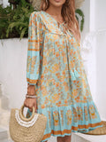 Devine Tassel Floral Tie Neck Mini Dress - Hovatok