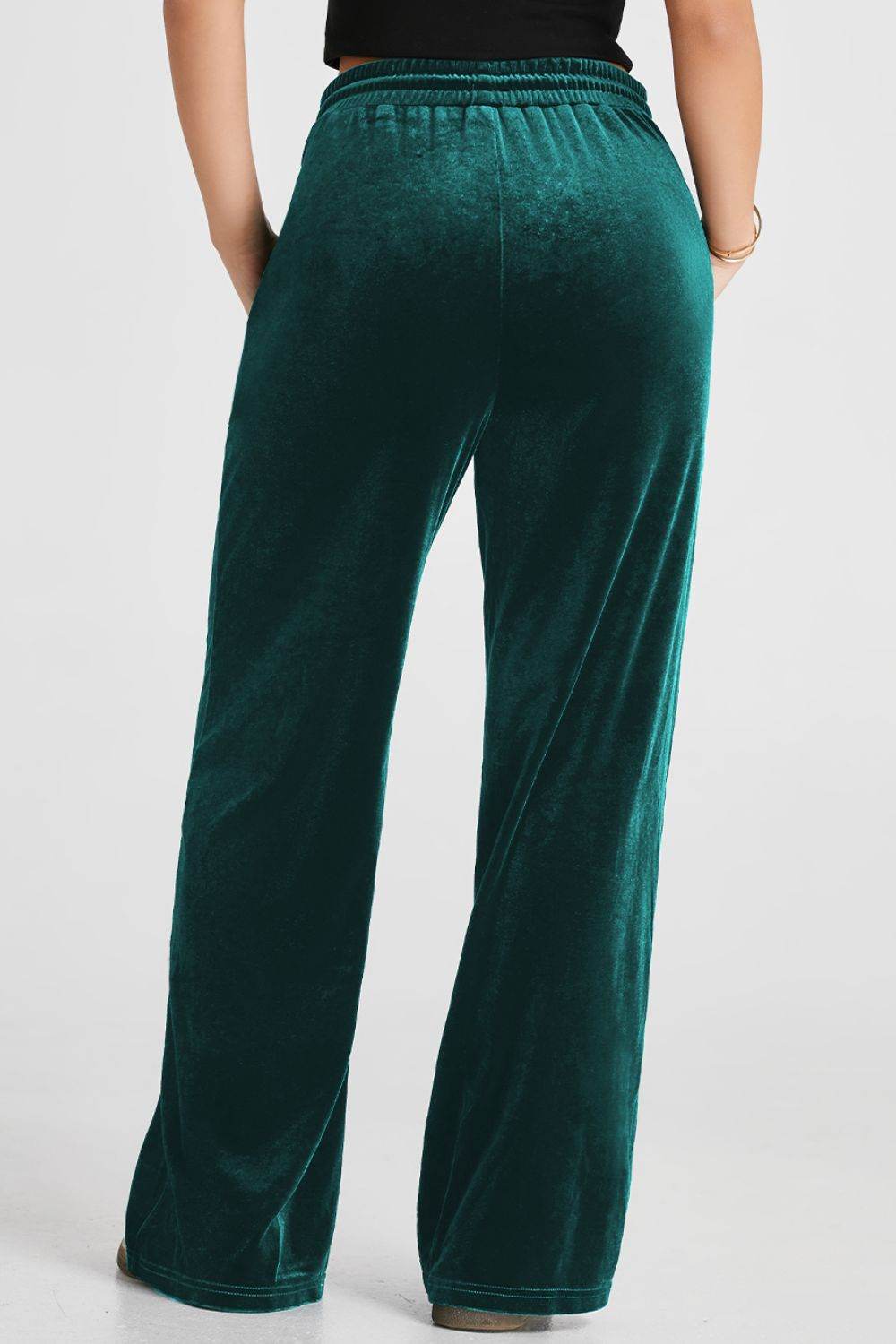 Drawstring Waist Wide Leg Active Pants - Hovatok
