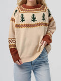 Graphic Round Neck Long Sleeve Sweater - Hovatok