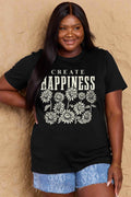 Simply Love Full Size CREATE HAPPINESS Graphic Cotton T-Shirt - Hovatok